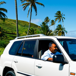 피지에서 자동차 렌트하는 법 - **

"A family driving a white SUV along a scenic coastal road in Fiji, fully clothed, safe for work,...