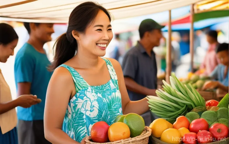 피지의 노동 시장과 취업 - **Prompt:** A diverse group of colleagues, including a Japanese man in his mid-30s, are gathered in ...